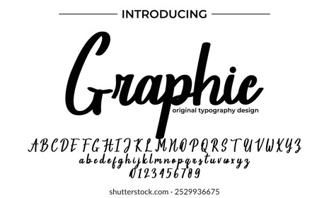 Grafikschriftart Stilvoller Pinsel mit einem Großbuchstaben, Vektorbuchstaben, Alphabet, Schriftart