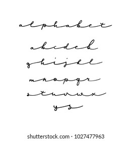 Graphic Font for your design. Hand drawn calligraphy lettering alphabet. Stylish letters with in figures. Vector illustration.