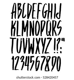 Graphic Font for your design. Hand drawn calligraphy lettering alphabet. Stylish letters with in figures. Vector illustration.