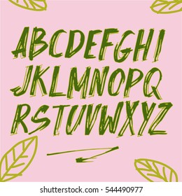 Graphic Font for your design. Hand drawn calligraphy lettering alphabet. Stylish letters with in figures. Vector illustration.