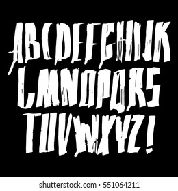 Graphic Font for your design. Hand drawn calligraphy lettering alphabet. Stylish letters with in figures. Vector illustration.