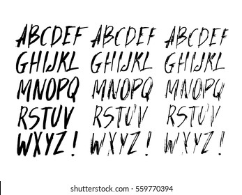 Graphic Font for your design. Hand drawn calligraphy lettering alphabet. Stylish letters with in figures. Vector illustration.
