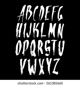 Graphic Font for your design. Hand drawn calligraphy lettering alphabet. Stylish letters with in figures. Vector illustration.