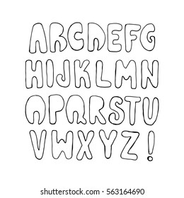 Graphic Font for your design. Hand drawn calligraphy lettering alphabet. Stylish letters with in figures. Vector illustration.