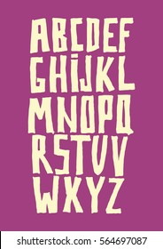 Graphic Font for your design. Hand drawn calligraphy lettering alphabet. Stylish letters with in figures. Vector illustration.