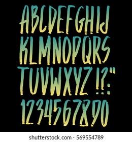 Graphic Font for your design. Hand drawn calligraphy lettering alphabet. Stylish letters with in figures. Vector illustration.