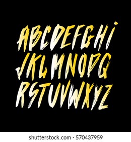 Graphic Font for your design. Hand drawn calligraphy lettering alphabet. Stylish letters with in figures. Vector illustration.