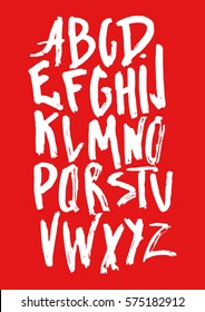 Graphic Font for your design. Hand drawn calligraphy lettering alphabet. Stylish letters with in figures. Vector illustration.
