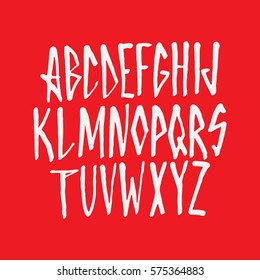 Graphic Font for your design. Hand drawn calligraphy lettering alphabet. Stylish letters with in figures. Vector illustration.