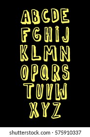 Graphic Font for your design. Hand drawn calligraphy lettering alphabet. Stylish letters with in figures. Vector illustration.