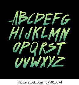 Graphic Font for your design. Hand drawn calligraphy lettering alphabet. Stylish letters with in figures. Vector illustration.
