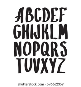 Graphic Font for your design. Hand drawn calligraphy lettering alphabet. Stylish letters with in figures. Vector illustration.