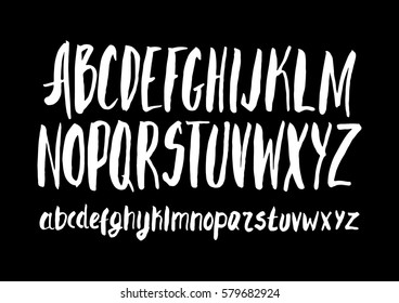 Graphic Font for your design. Hand drawn calligraphy lettering alphabet. Stylish letters with in figures. Vector illustration.