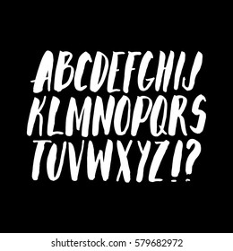 Graphic Font for your design. Hand drawn calligraphy lettering alphabet. Stylish letters with in figures. Vector illustration.