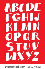 Graphic Font for your design. Hand drawn calligraphy lettering alphabet. Stylish letters with in figures. Vector illustration.