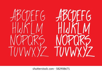 Graphic Font for your design. Hand drawn calligraphy lettering alphabet. Stylish letters with in figures. Vector illustration.