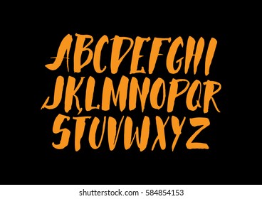 Graphic Font for your design. Hand drawn calligraphy lettering alphabet. Stylish letters with in figures. Vector illustration.