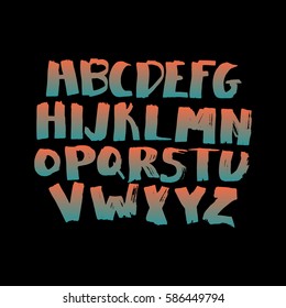 Graphic Font for your design. Hand drawn calligraphy lettering alphabet. Stylish letters with in figures. Vector illustration.