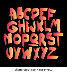 Graphic Font for your design. Hand drawn calligraphy lettering alphabet. Stylish letters with in figures. Vector illustration.