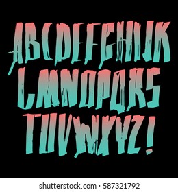 Graphic Font for your design. Hand drawn calligraphy lettering alphabet. Stylish letters with in figures. Vector illustration.