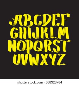 Graphic Font for your design. Hand drawn calligraphy lettering alphabet. Stylish letters with in figures. Vector illustration.