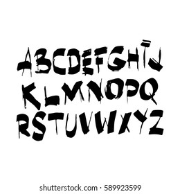 Graphic Font for your design. Hand drawn calligraphy lettering alphabet. Stylish letters with in figures. Vector illustration.