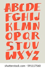 Graphic Font for your design. Hand drawn calligraphy lettering alphabet. Stylish letters with in figures. Vector illustration.