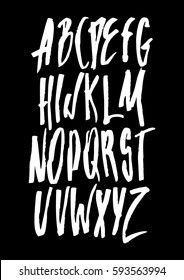 Graphic Font for your design. Hand drawn calligraphy lettering alphabet. Stylish letters with in figures. Vector illustration.