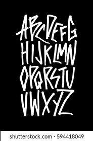 Graphic Font for your design. Hand drawn calligraphy lettering alphabet. Stylish letters with in figures. Vector illustration.