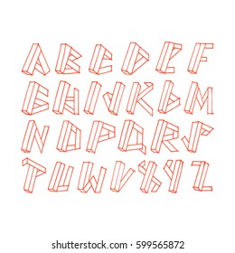 Graphic Font for your design. Hand drawn calligraphy lettering alphabet. Stylish letters with in figures. Vector illustration.