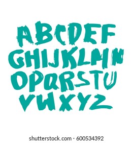Graphic Font for your design. Hand drawn calligraphy lettering alphabet. Stylish letters with in figures. Vector illustration.