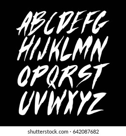 Graphic Font for your design. Hand drawn calligraphy lettering alphabet. Stylish letters with in figures. Vector illustration.