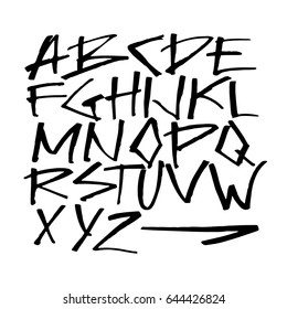 Graphic Font for your design. Hand drawn calligraphy lettering alphabet. Stylish letters. Vector illustration.