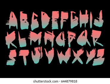 Graphic Font for your design. Hand drawn calligraphy lettering alphabet. Stylish letters. Vector illustration.