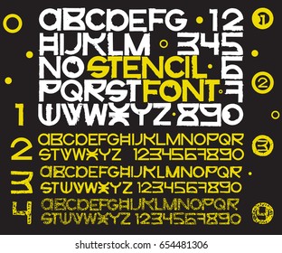 Graphic Font for your design. Hand drawn calligraphy lettering alphabet. Stylish letters with in figures. Vector illustration.