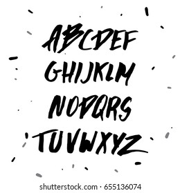 Graphic Font for your design. Hand drawn calligraphy lettering alphabet. Stylish letters with in figures. Vector illustration.