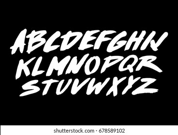 Graphic Font for your design. Hand drawn calligraphy lettering alphabet. Stylish letters with in figures. Vector illustration.