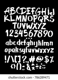 Graphic Font for your design. Hand drawn calligraphy lettering alphabet. Stylish letters with in figures. Vector illustration.