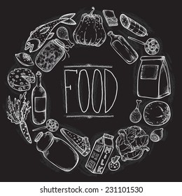 Graphic Food set in chalkboard style