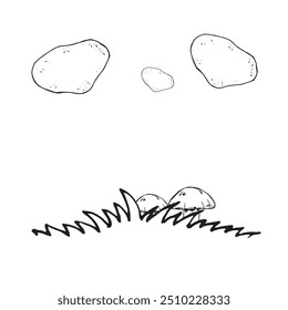  Tema de bosque gráfico. Dibuja a mano ilustraciones gráficas sobre un fondo blanco. Tema de bosque gráfico para el diseño