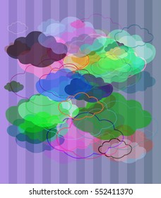 graphic form beside wallpaper, cloudscape vector background above clear view