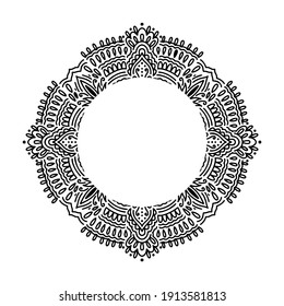 Graphic frame round traditional mandala abstract  isolated in white background.Boho indian shape.Ethnic oriental style.vector illustration.