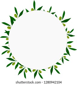 
graphic frame with a sprig of olive