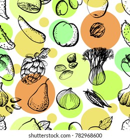 Graphic Fruity Vegetable Pattern