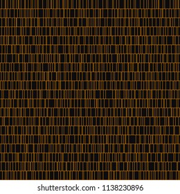 Graphic Geometric Abstract Seamless Pattern, Chaotic Gold Lines on Black Background, Vector Illustration