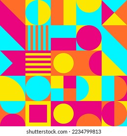Diseño de fondo geométrico gráfico banner línea de elemento punto semitono formas vectoriales coloridas mural abstracto