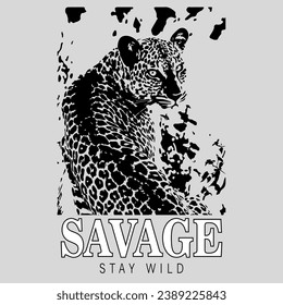 graphic geometric black leopard savage stay wild slogan pattern texture background abstract design