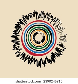graphic geometric color round brush zigzag line pattern background abstract art texture fabric design
