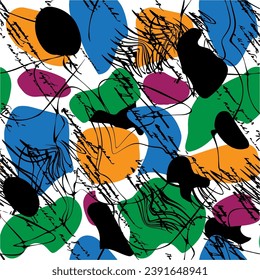 graphic geometric color round zigzag line brush handwriting pattern background abstract texture design