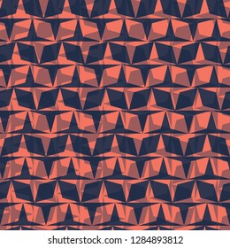 Graphic geometric diamond mosaic check grid. Abstract seamless vector pattern. Trendy coral blue all over print. Stylish illustration for masculine gift wrapping or classic textile background.